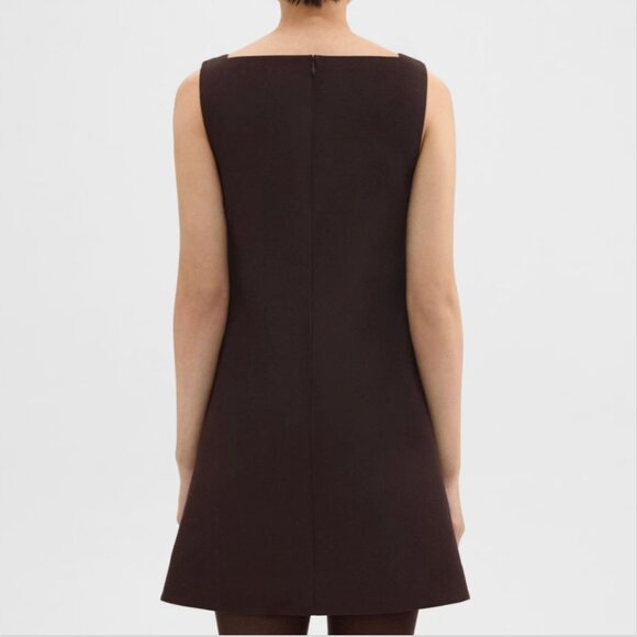 BNWT Women's Theory A-Line Stretch Mini Dress in Double Weave - Brown - Size 6 - Picture 5 of 7